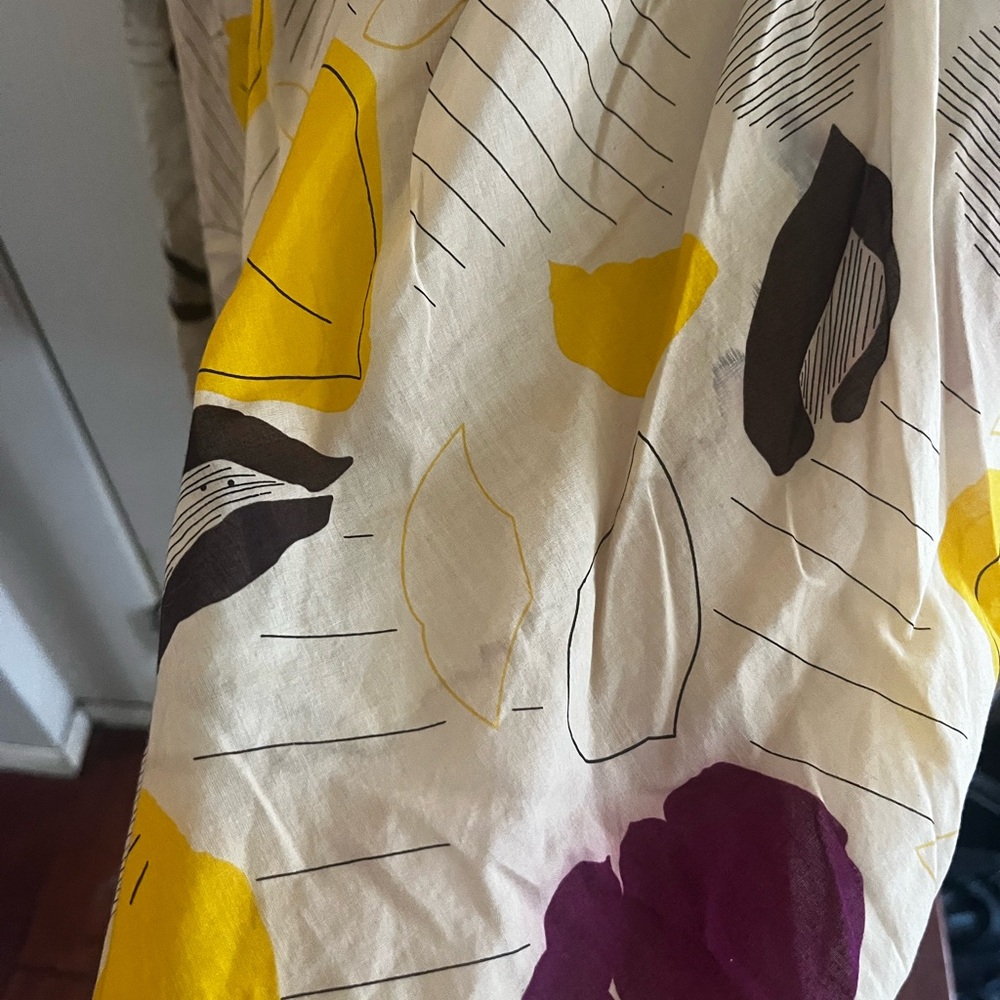 Moulinette Soeurs Anthropologie Cream Maxi Dress with Yellow Purple Floral Print - Picture 6 of 12